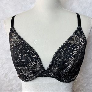Victoria’s Secret Black, Cream lace Bra 32DD New